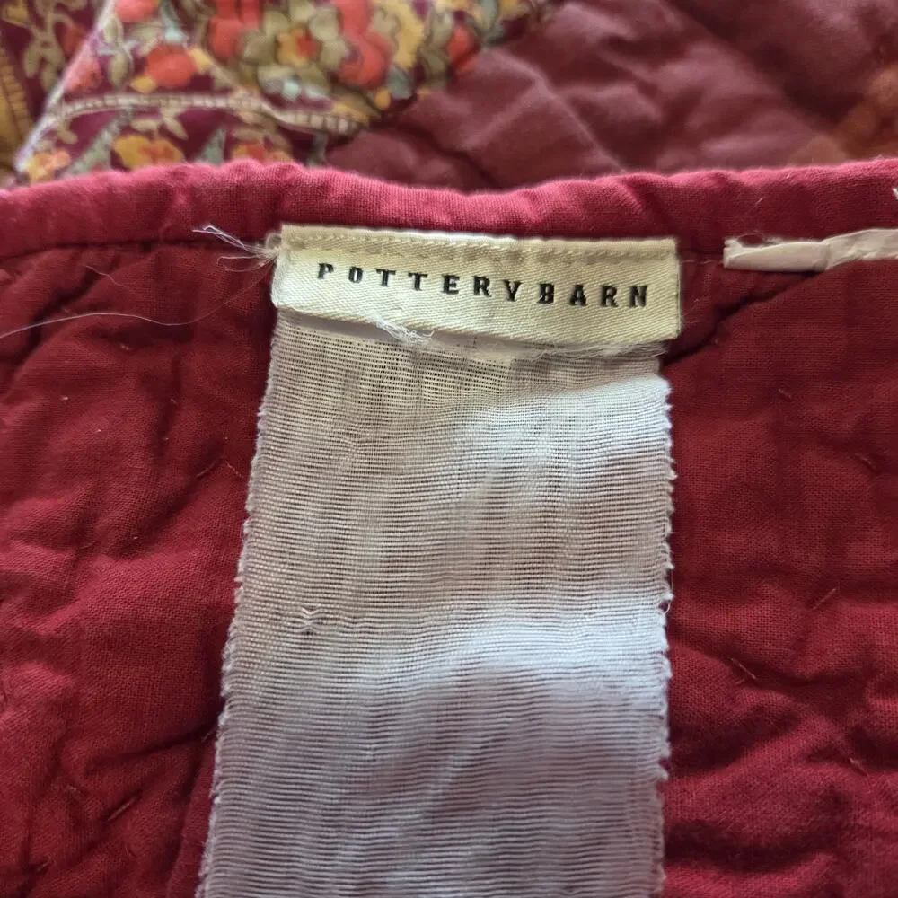 Pottery Barn Georgia King Quilt 100% Cotton Patchwork Cottagecore Shabby Chic